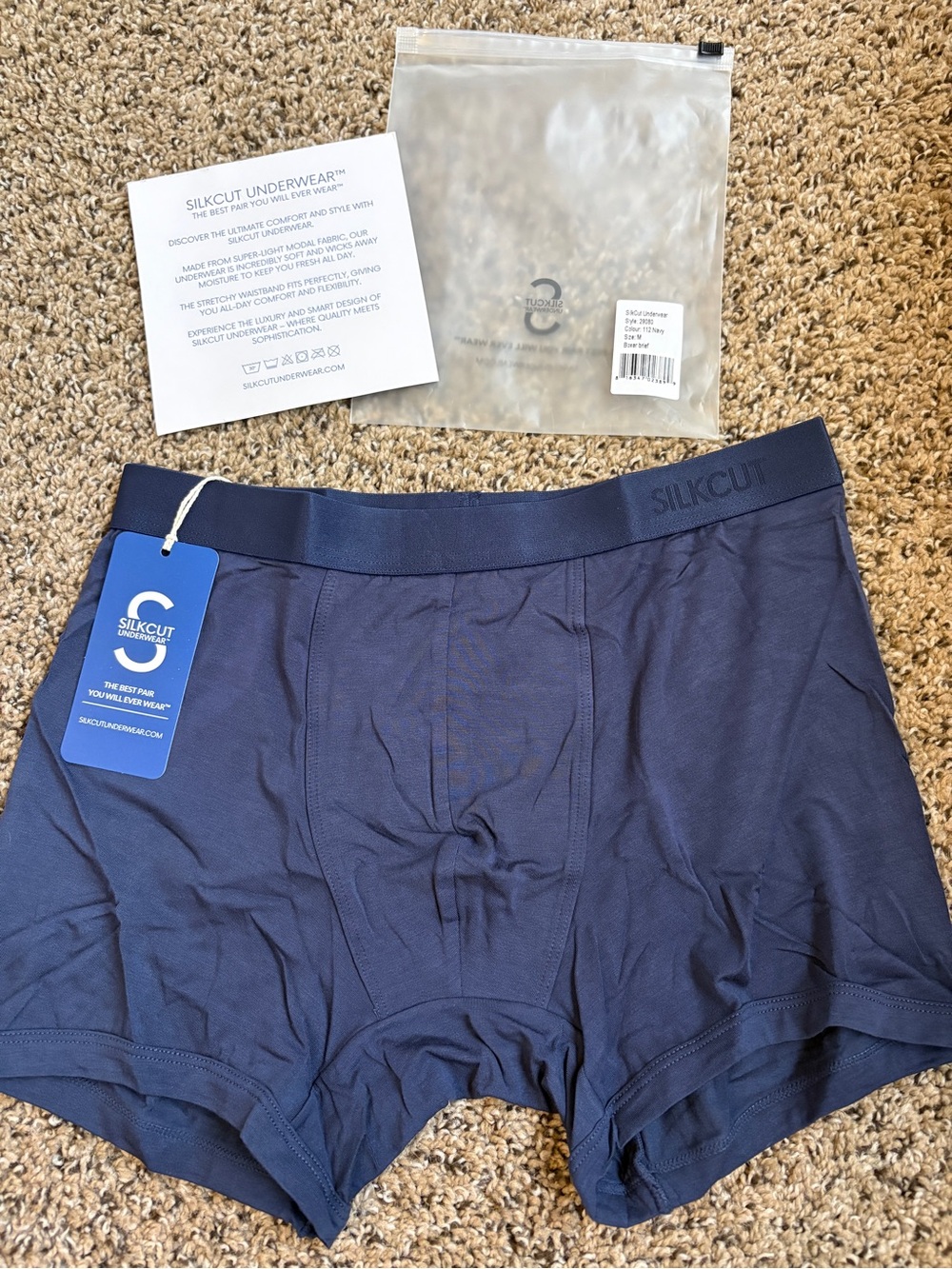 NWT SILKCUT Underwear Men's Boxer Briefs - Navy